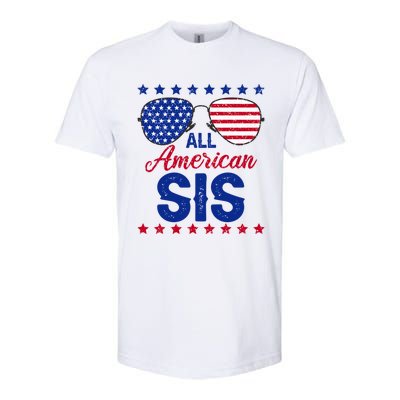 All American Sis 4th Of July Usa Flag Sister Family Matching Funny Gift Softstyle CVC T-Shirt