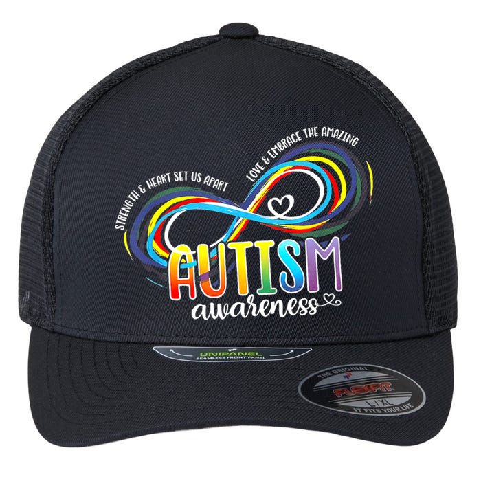 Autism Awareness Strength And Heart Set Us Apart Flexfit Unipanel Trucker Cap