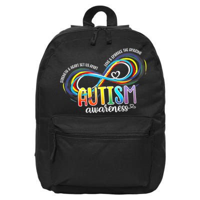 Autism Awareness Strength And Heart Set Us Apart 16 in Basic Backpack