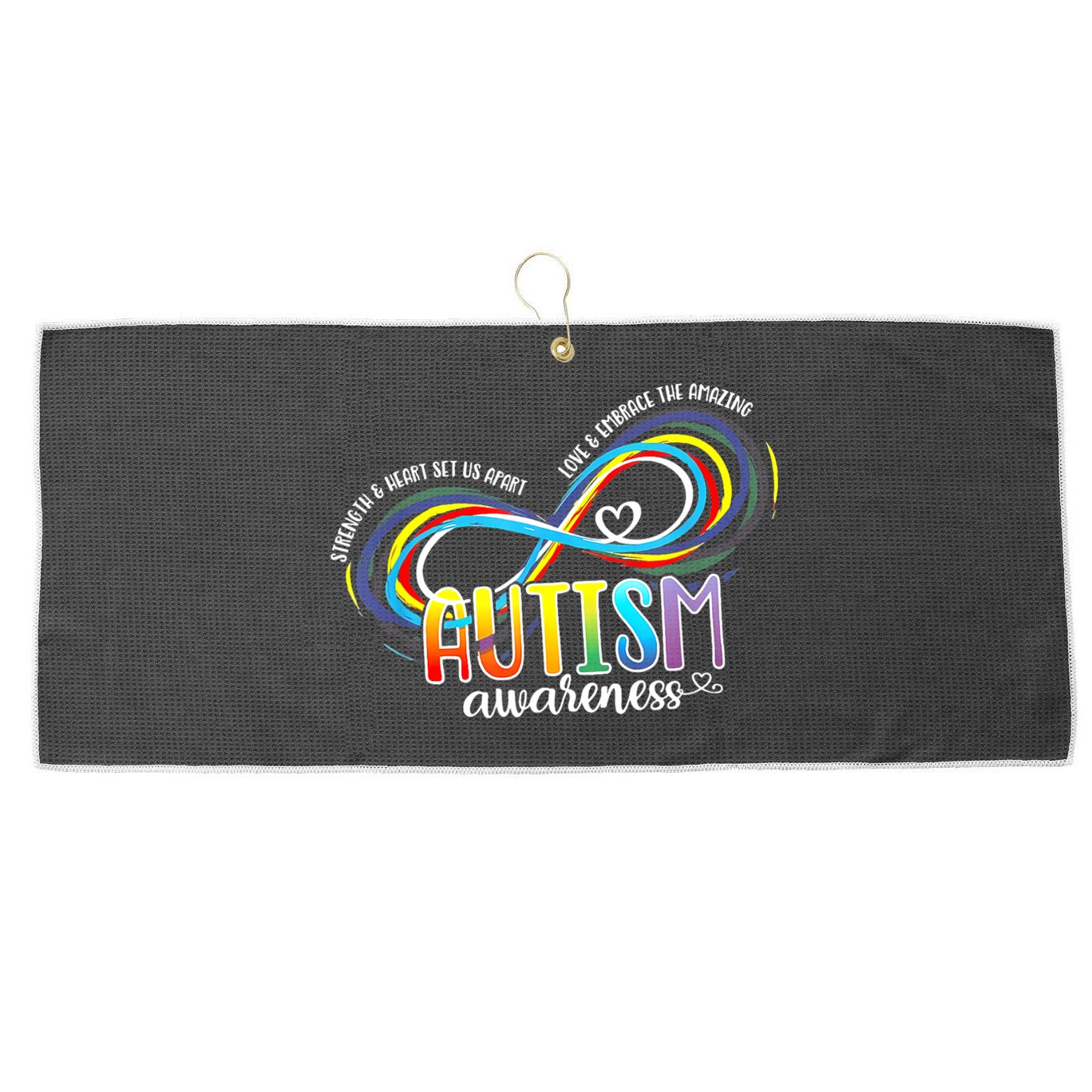 Autism Awareness Strength And Heart Set Us Apart Large Microfiber Waffle Golf Towel