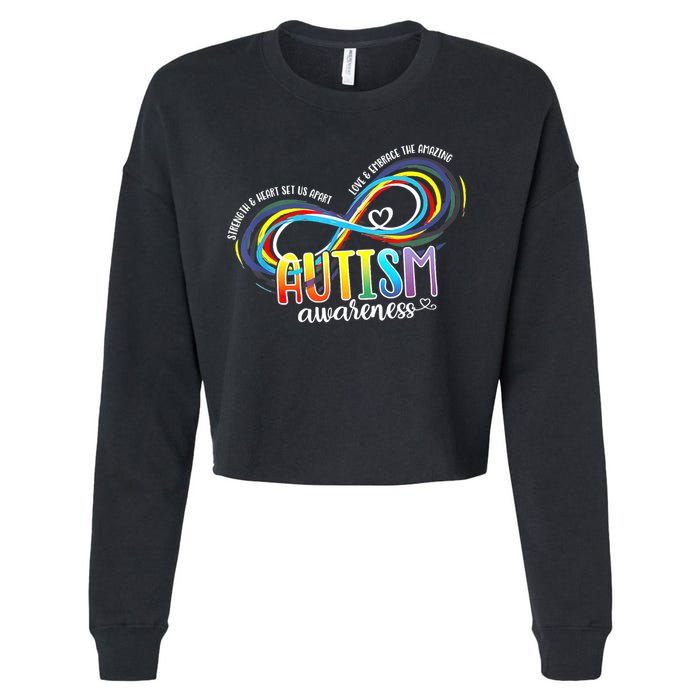 Autism Awareness Strength And Heart Set Us Apart Cropped Pullover Crew