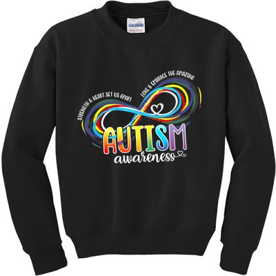 Autism Awareness Strength And Heart Set Us Apart Kids Sweatshirt