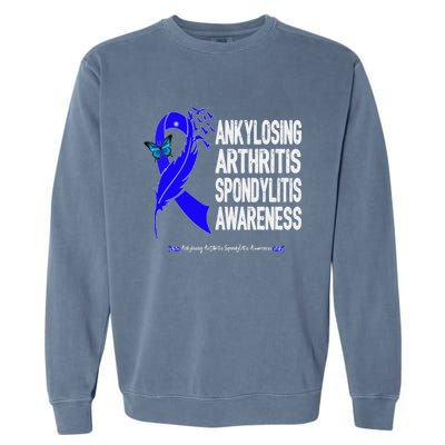 Ankylosing Arthritis Spondylitis Awareness Blue Ribbon Gift Garment-Dyed Sweatshirt