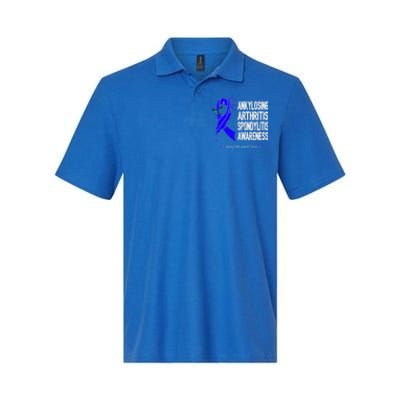 Ankylosing Arthritis Spondylitis Awareness Blue Ribbon Gift Softstyle Adult Sport Polo