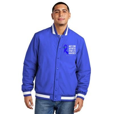 Ankylosing Arthritis Spondylitis Awareness Blue Ribbon Gift Insulated Varsity Jacket