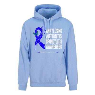 Ankylosing Arthritis Spondylitis Awareness Blue Ribbon Gift Unisex Surf Hoodie