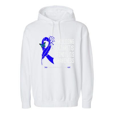 Ankylosing Arthritis Spondylitis Awareness Blue Ribbon Gift Garment-Dyed Fleece Hoodie