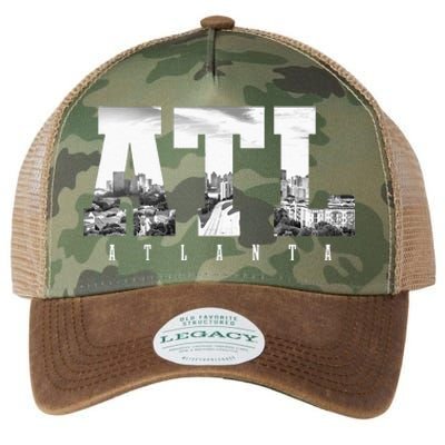 ATL Atlanta Skyline Pride Black & White Vintage Georgia Legacy Tie Dye Trucker Hat