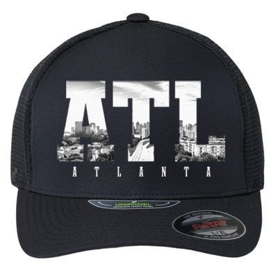 ATL Atlanta Skyline Pride Black & White Vintage Georgia Flexfit Unipanel Trucker Cap