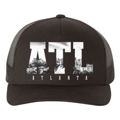 ATL Atlanta Skyline Pride Black & White Vintage Georgia Yupoong Adult 5-Panel Trucker Hat