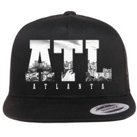 ATL Atlanta Skyline Pride Black & White Vintage Georgia Flat Bill Trucker Hat