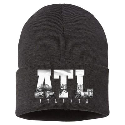 ATL Atlanta Skyline Pride Black & White Vintage Georgia Sustainable Knit Beanie