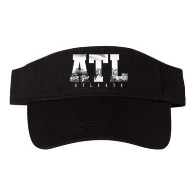 ATL Atlanta Skyline Pride Black & White Vintage Georgia Valucap Bio-Washed Visor