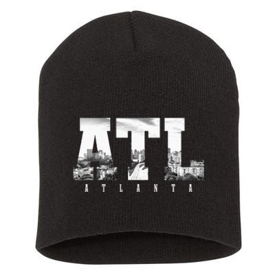 ATL Atlanta Skyline Pride Black & White Vintage Georgia Short Acrylic Beanie