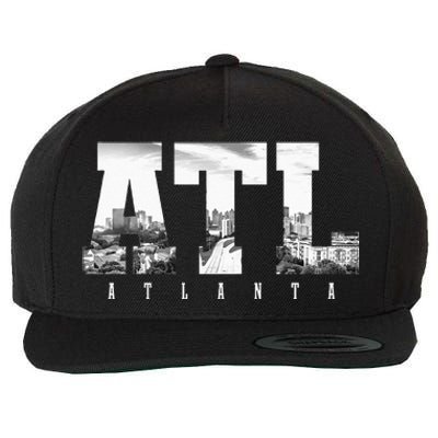 ATL Atlanta Skyline Pride Black & White Vintage Georgia Wool Snapback Cap