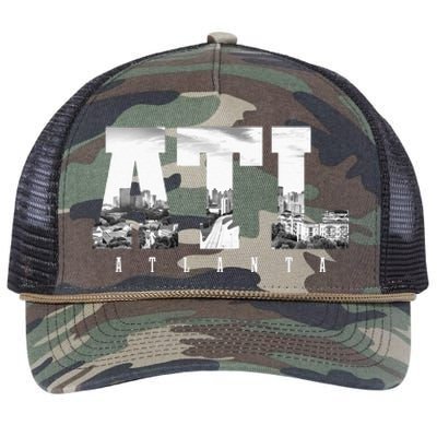 ATL Atlanta Skyline Pride Black & White Vintage Georgia Retro Rope Trucker Hat Cap