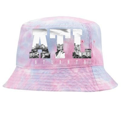 ATL Atlanta Skyline Pride Black & White Vintage Georgia Tie-Dyed Bucket Hat