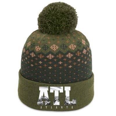 ATL Atlanta Skyline Pride Black & White Vintage Georgia The Baniff Cuffed Pom Beanie