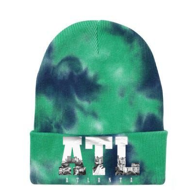 ATL Atlanta Skyline Pride Black & White Vintage Georgia Tie Dye 12in Knit Beanie