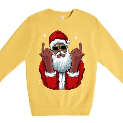 African American Santa Christmas Pajama Cool Black Xmas Funny Gift Premium Crewneck Sweatshirt