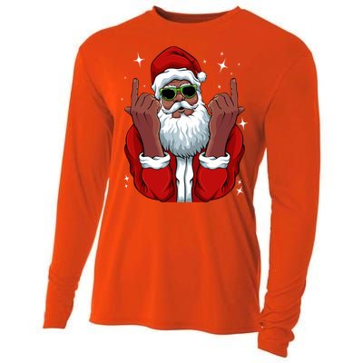 African American Santa Christmas Pajama Cool Black Xmas Funny Gift Cooling Performance Long Sleeve Crew