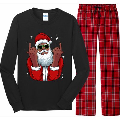 African American Santa Christmas Pajama Cool Black Xmas Funny Gift Long Sleeve Pajama Set