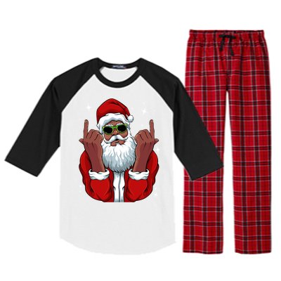 African American Santa Christmas Pajama Cool Black Xmas Funny Gift Raglan Sleeve Pajama Set