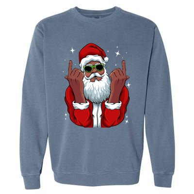 African American Santa Christmas Pajama Cool Black Xmas Funny Gift Garment-Dyed Sweatshirt