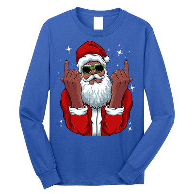 African American Santa Christmas Pajama Cool Black Xmas Funny Gift Long Sleeve Shirt