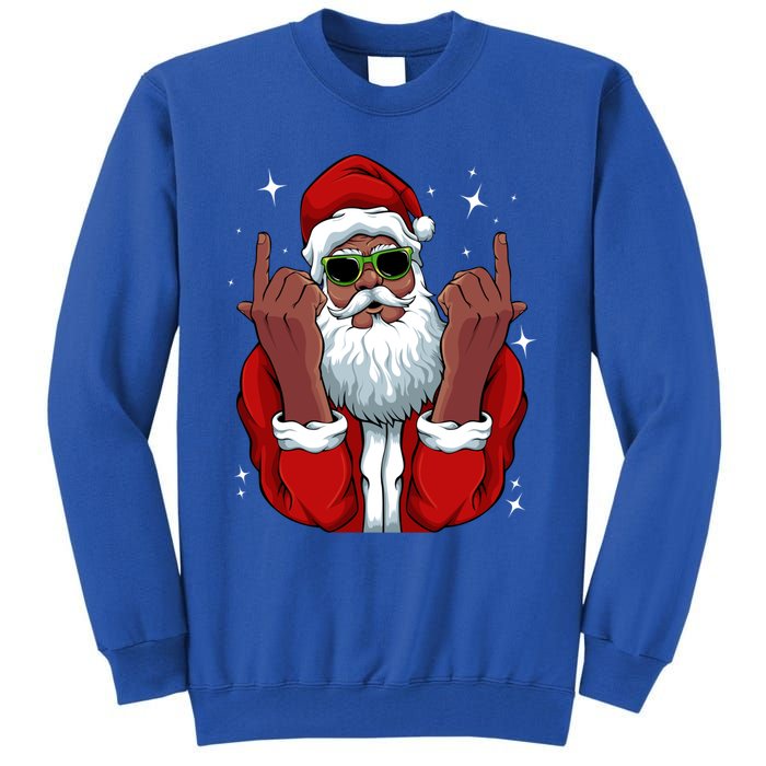 African American Santa Christmas Pajama Cool Black Xmas Funny Gift Tall Sweatshirt