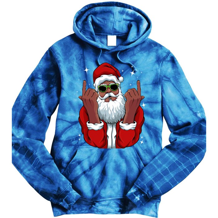 African American Santa Christmas Pajama Cool Black Xmas Funny Gift Tie Dye Hoodie