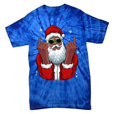 African American Santa Christmas Pajama Cool Black Xmas Funny Gift Tie-Dye T-Shirt