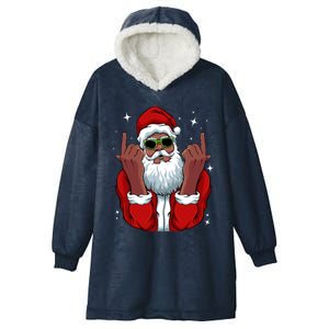 African American Santa Christmas Pajama Cool Black Xmas Funny Gift Hooded Wearable Blanket