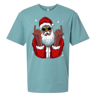 African American Santa Christmas Pajama Cool Black Xmas Funny Gift Sueded Cloud Jersey T-Shirt