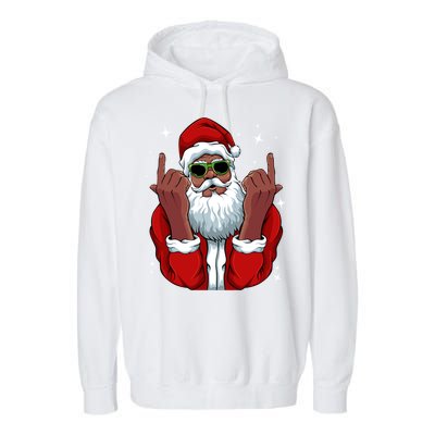 African American Santa Christmas Pajama Cool Black Xmas Funny Gift Garment-Dyed Fleece Hoodie