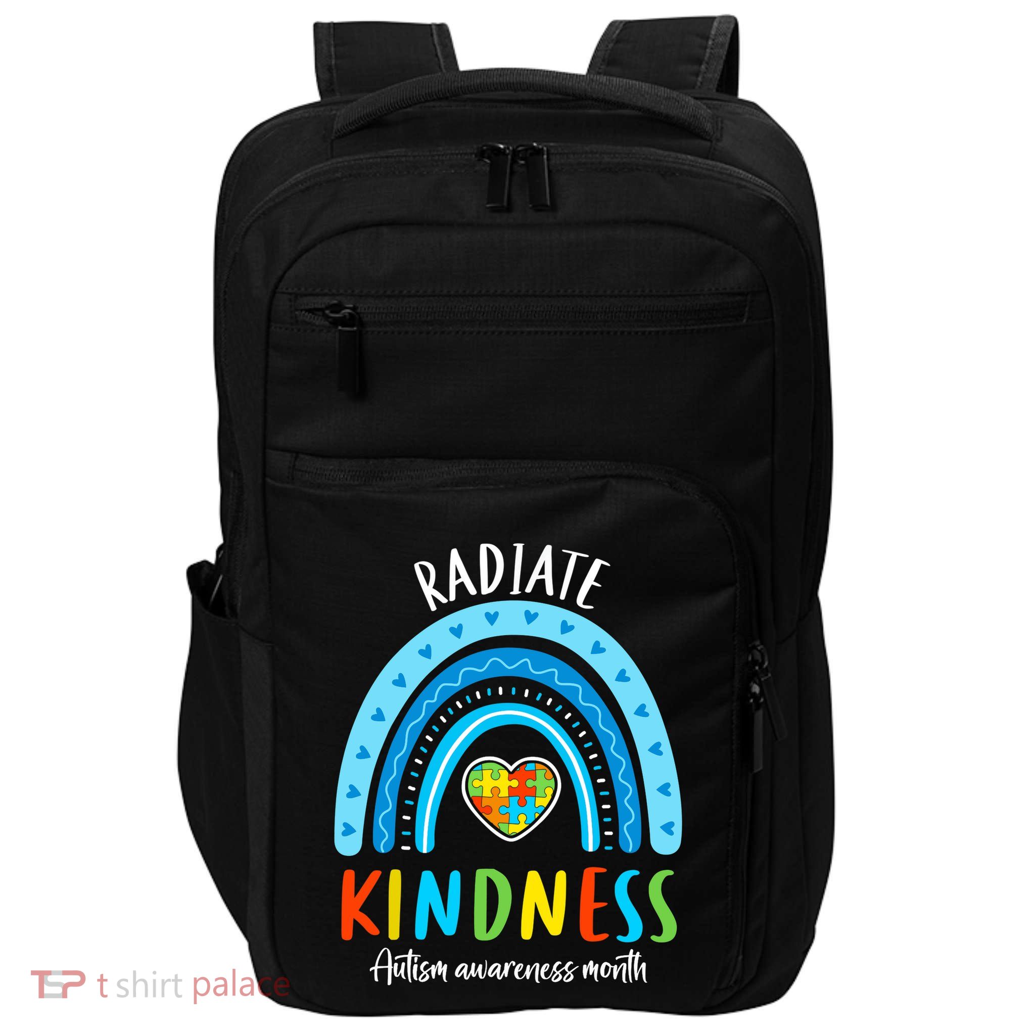 Autism Awareness Special Ed Teacher Radiate Kindness Rainbow Impact Tech Backpack