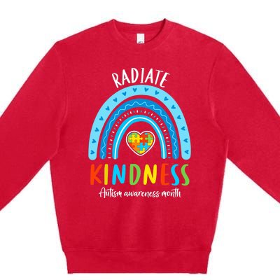 Autism Awareness Special Ed Teacher Radiate Kindness Rainbow Premium Crewneck Sweatshirt