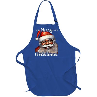 African American Santa Claus Black Christmas Retro Xmas Great Gift Full-Length Apron With Pockets