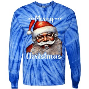 African American Santa Claus Black Christmas Retro Xmas Great Gift Tie-Dye Long Sleeve Shirt