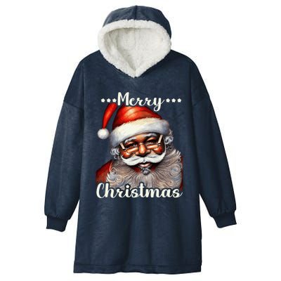 African American Santa Claus Black Christmas Retro Xmas Great Gift Hooded Wearable Blanket