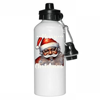 African American Santa Claus Black Christmas Retro Xmas Great Gift Aluminum Water Bottle