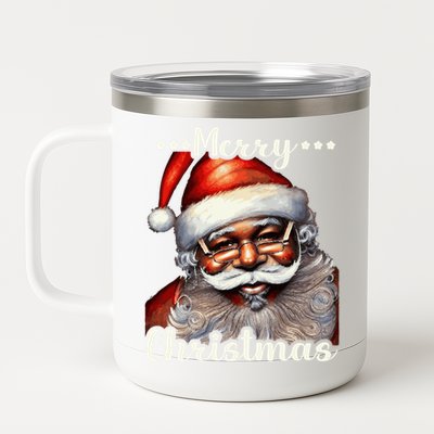 African American Santa Claus Black Christmas Retro Xmas Great Gift 12 oz Stainless Steel Tumbler Cup