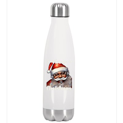 African American Santa Claus Black Christmas Retro Xmas Great Gift Stainless Steel Insulated Water Bottle