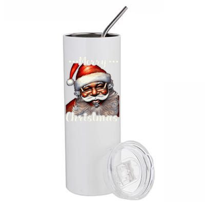 African American Santa Claus Black Christmas Retro Xmas Great Gift Stainless Steel Tumbler