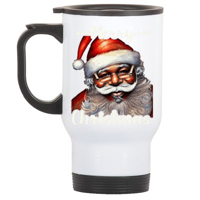 African American Santa Claus Black Christmas Retro Xmas Great Gift Stainless Steel Travel Mug