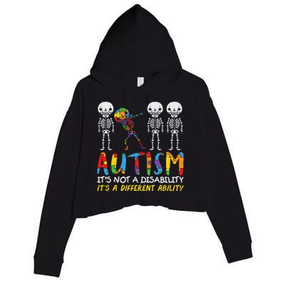 Autism Awareness Support Autism For Mom Dad Crop Fleece Hoodie