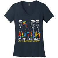 Autism Awareness Support Autism For Mom Dad Women's V-Neck T-Shirt