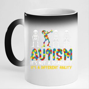 Autism Awerness Skeleton Dabbing Autistic Awareness Gift 11oz Black Color Changing Mug