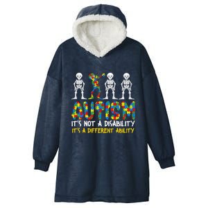 Autism Awerness Skeleton Dabbing Autistic Awareness Gift Hooded Wearable Blanket