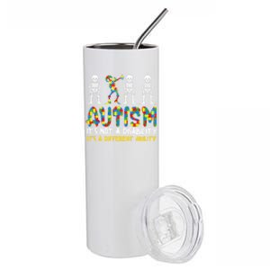 Autism Awerness Skeleton Dabbing Autistic Awareness Gift Stainless Steel Tumbler